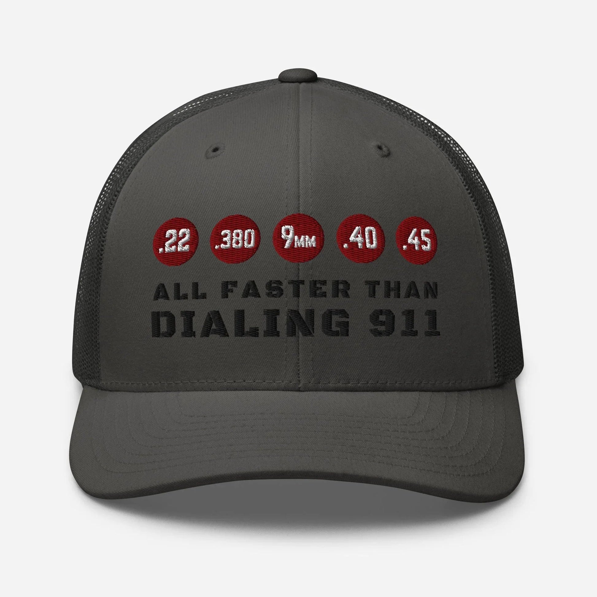 Humorous Snapback Trucker Cap - "All Faster Than Dialing 911" - SKULLFURY MERCH