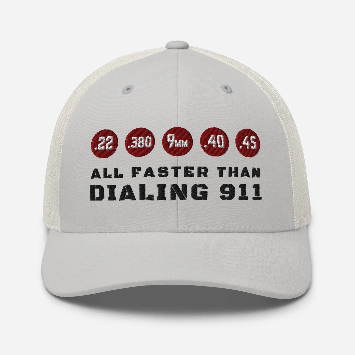 Humorous Snapback Trucker Cap - "All Faster Than Dialing 911" - SKULLFURY MERCH