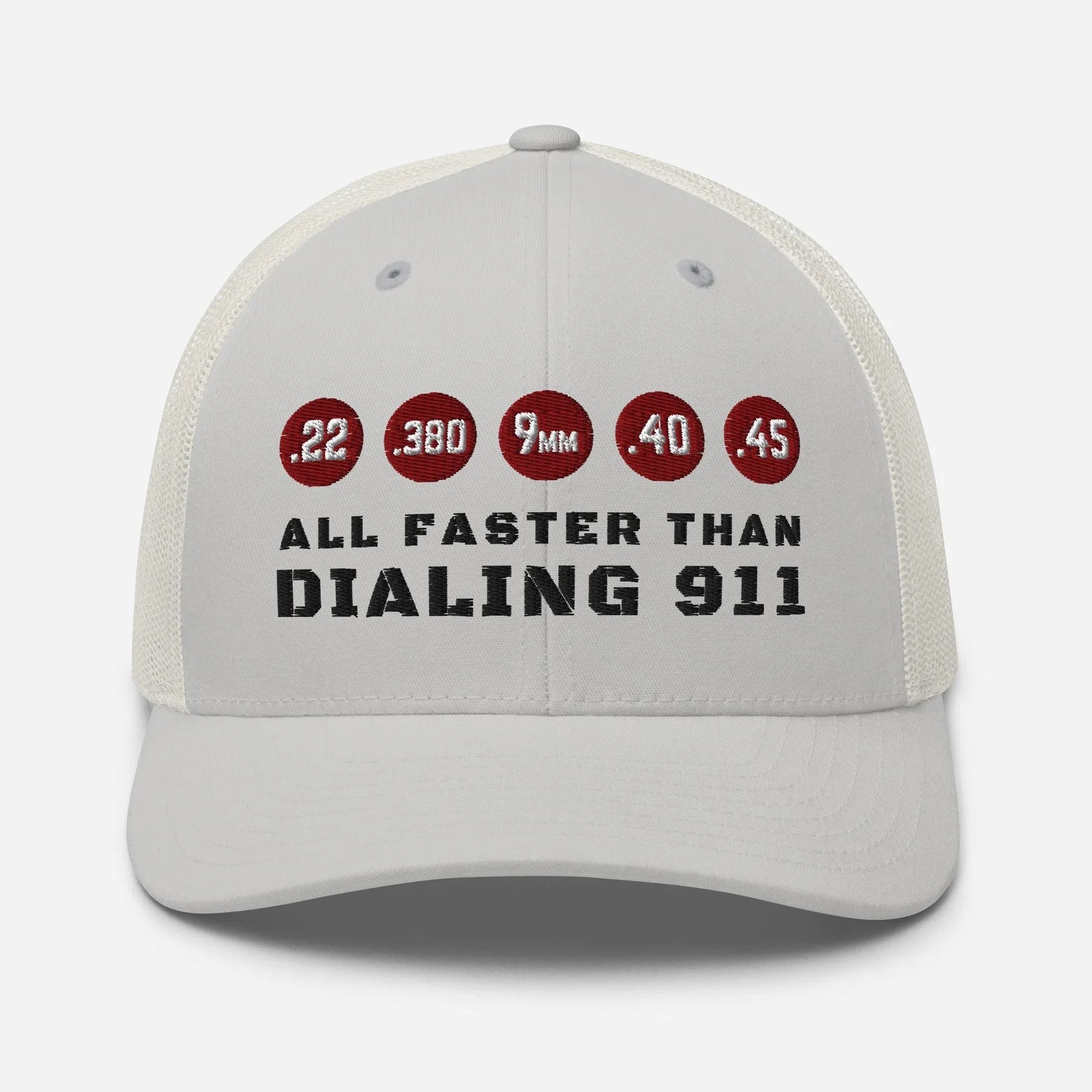 Humorous Snapback Trucker Cap - "All Faster Than Dialing 911" - SKULLFURY MERCH