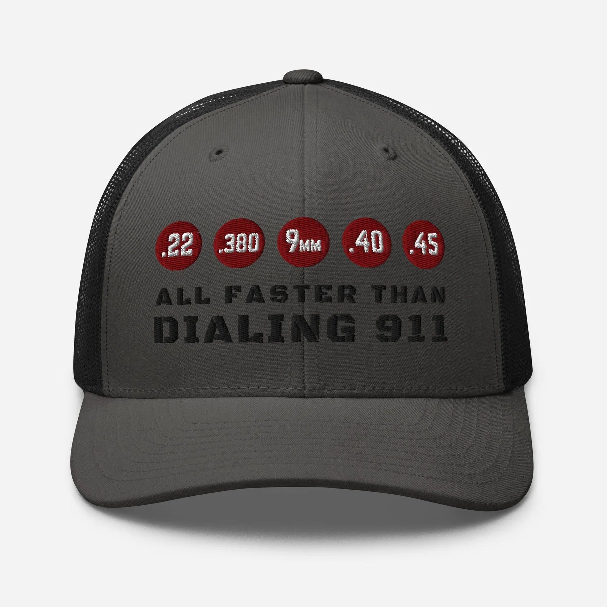 Humorous Snapback Trucker Cap - "All Faster Than Dialing 911" - SKULLFURY MERCH
