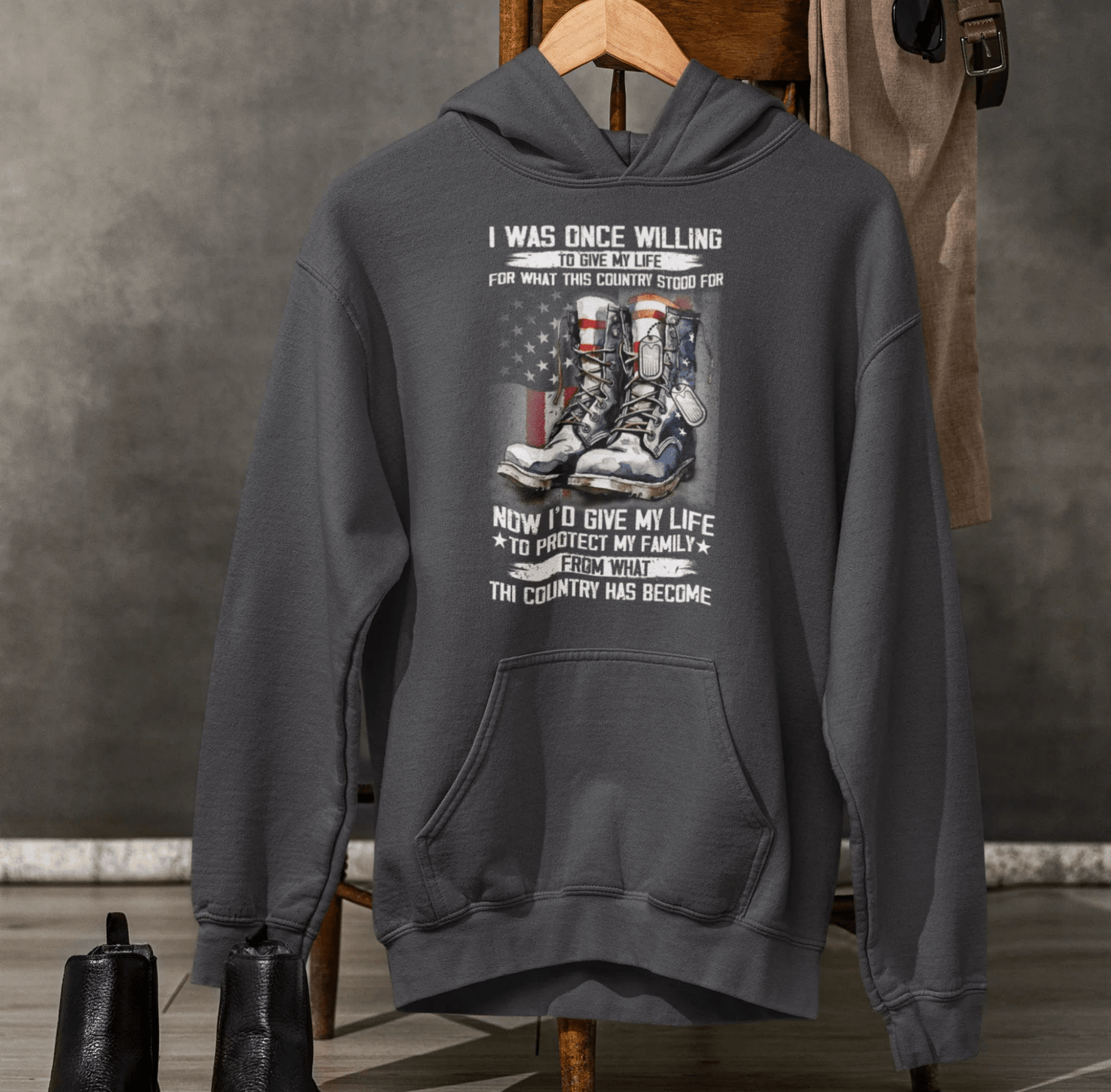 I was once willing to give my life, Unisex Hoodie, Proud Military Veteran, Army Gift for Him, Navy Wife Gift - SKULLFURY MERCH