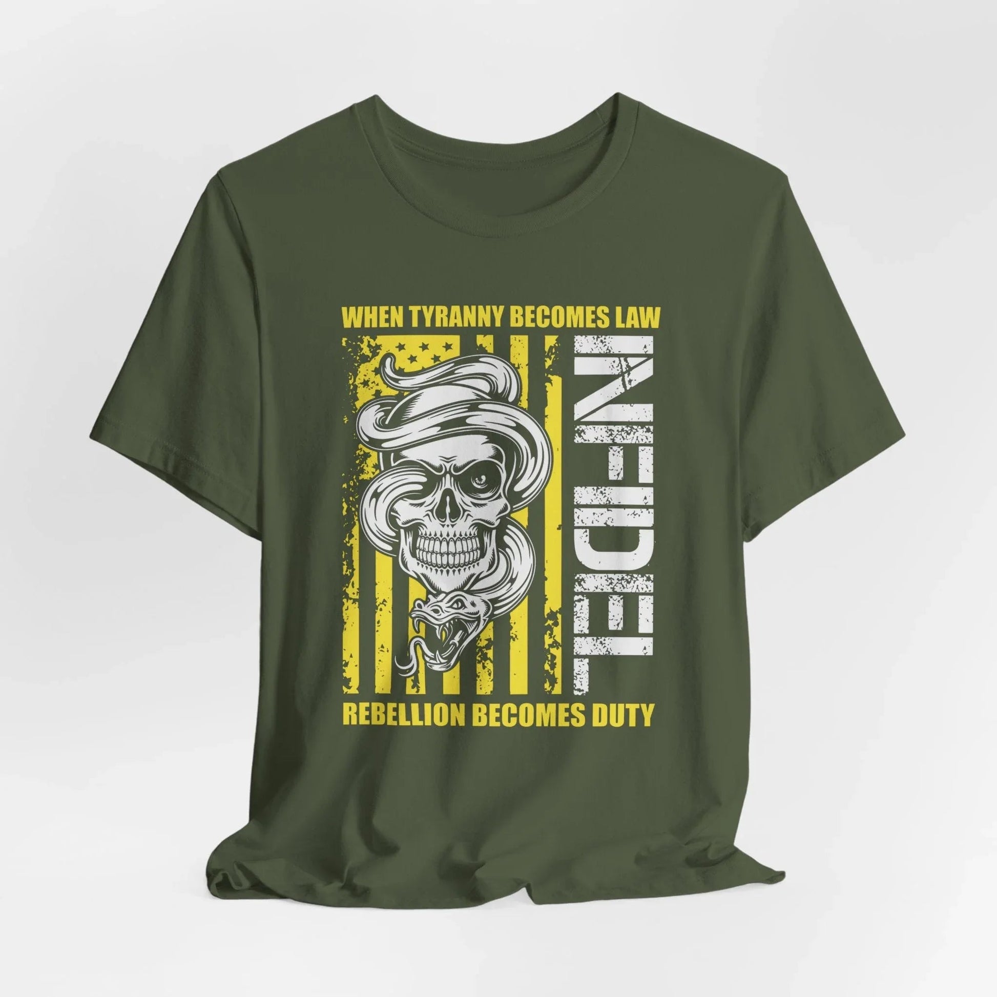 Infidel Rebellion Unisex T-Shirt, Patriotic Gift, Political Tee, Anti Tyranny USA Shirt, Protest Apparel - SKULLFURY MERCH