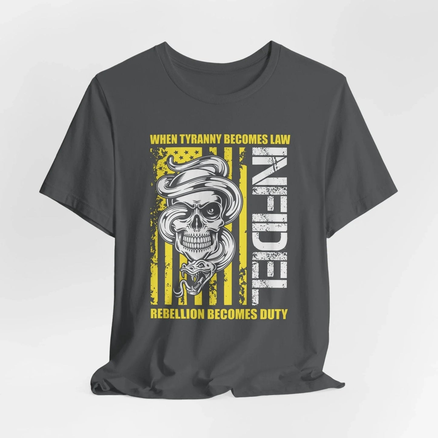 Infidel Rebellion Unisex T-Shirt, Patriotic Gift, Political Tee, Anti Tyranny USA Shirt, Protest Apparel - SKULLFURY MERCH