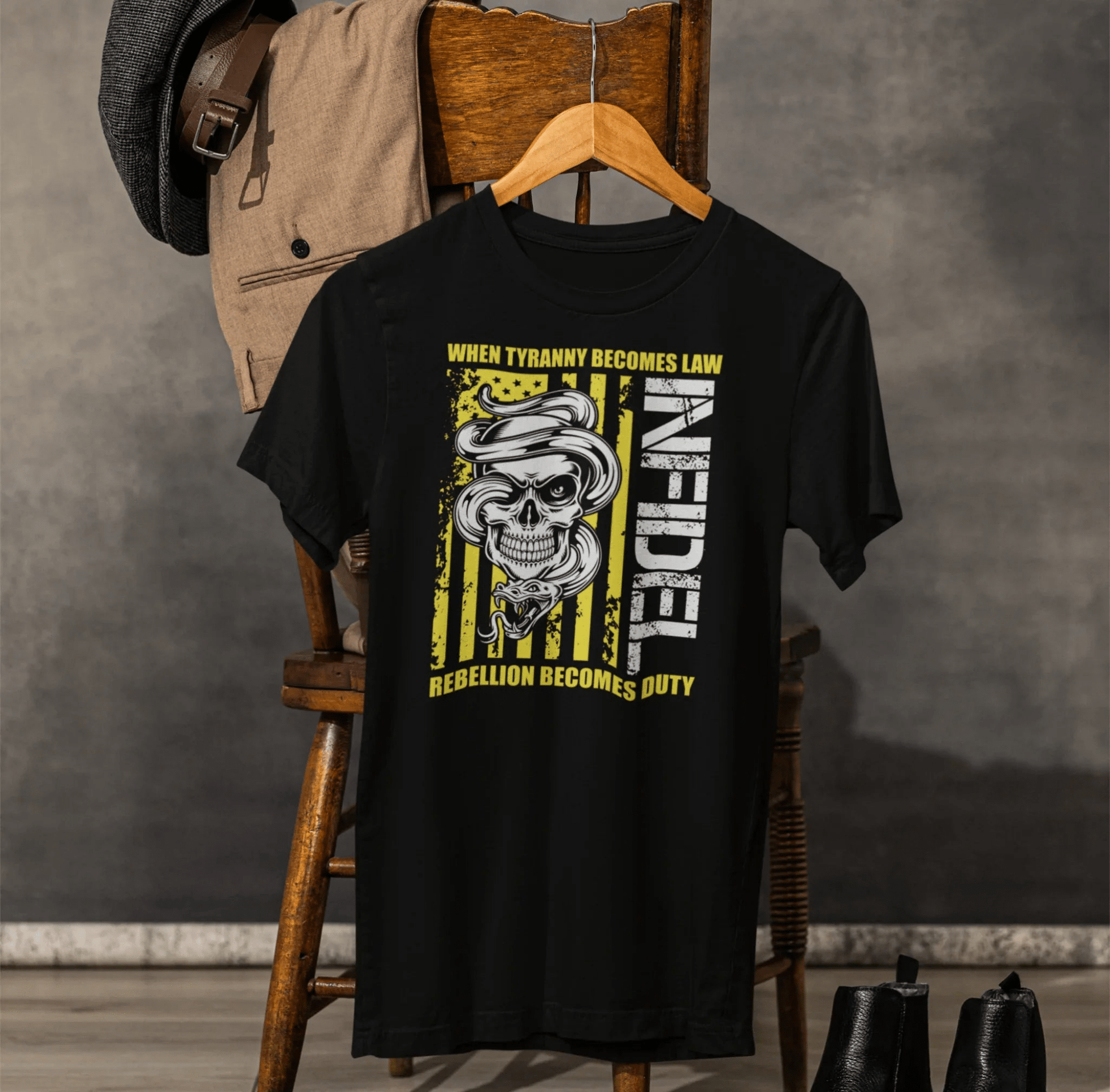 Infidel Rebellion Unisex T-Shirt, Patriotic Gift, Political Tee, Anti Tyranny USA Shirt, Protest Apparel - SKULLFURY MERCH