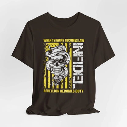 Infidel Rebellion Unisex T-Shirt, Patriotic Gift, Political Tee, Anti Tyranny USA Shirt, Protest Apparel - SKULLFURY MERCH