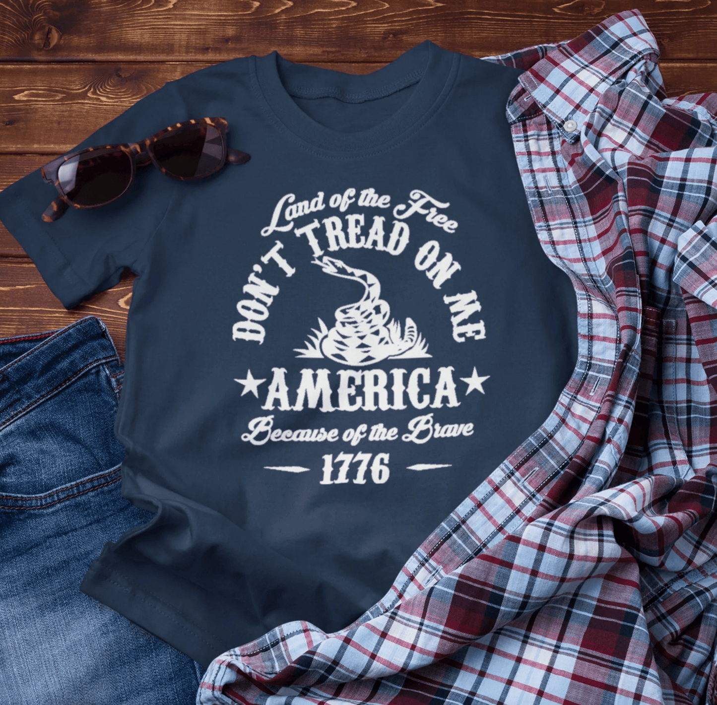 Land of The Free, Don't Tread on Me Unisex T-Shirt, Patriotic Tee, Independence Day, 4th of July Tee - SKULLFURY MERCH