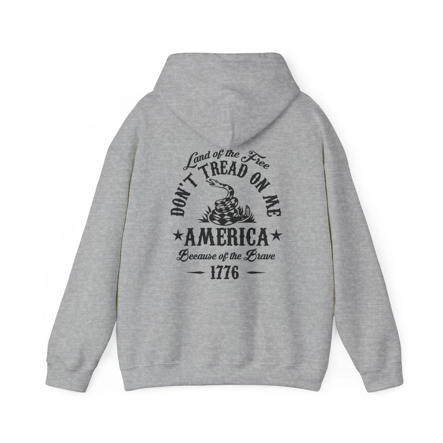 Liberty or Death Don't Tread on Me, Land of the Free Because of The Brave Unisex Hoodie (Back Print) - SKULLFURY MERCH