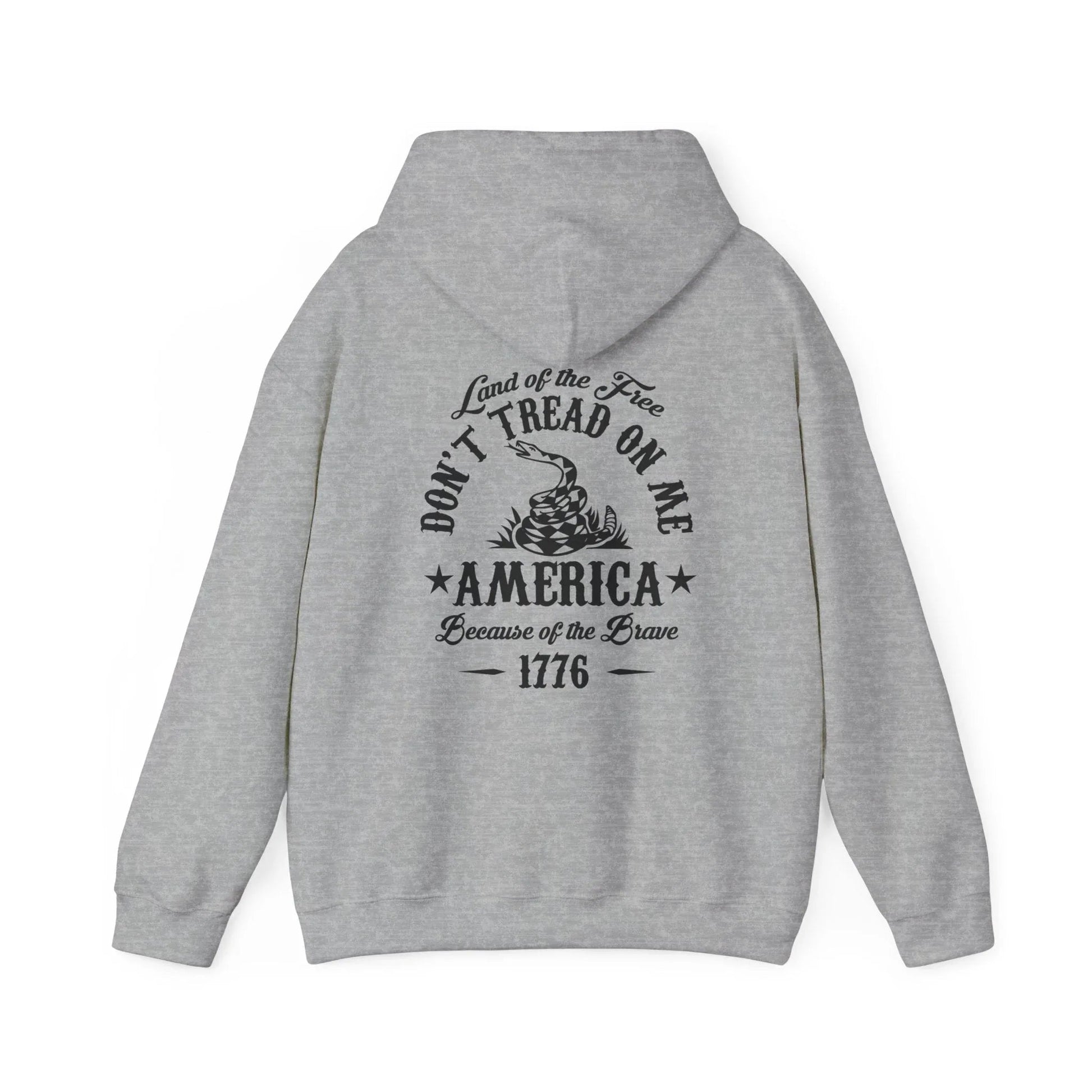 Liberty or Death Don't Tread on Me, Land of the Free Because of The Brave Unisex Hoodie (Back Print) - SKULLFURY MERCH