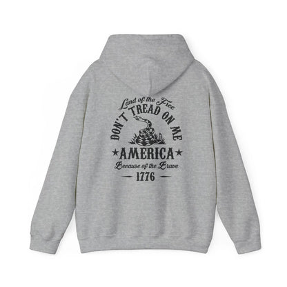 Liberty or Death Don't Tread on Me, Land of the Free Because of The Brave Unisex Hoodie (Back Print) - SKULLFURY MERCH