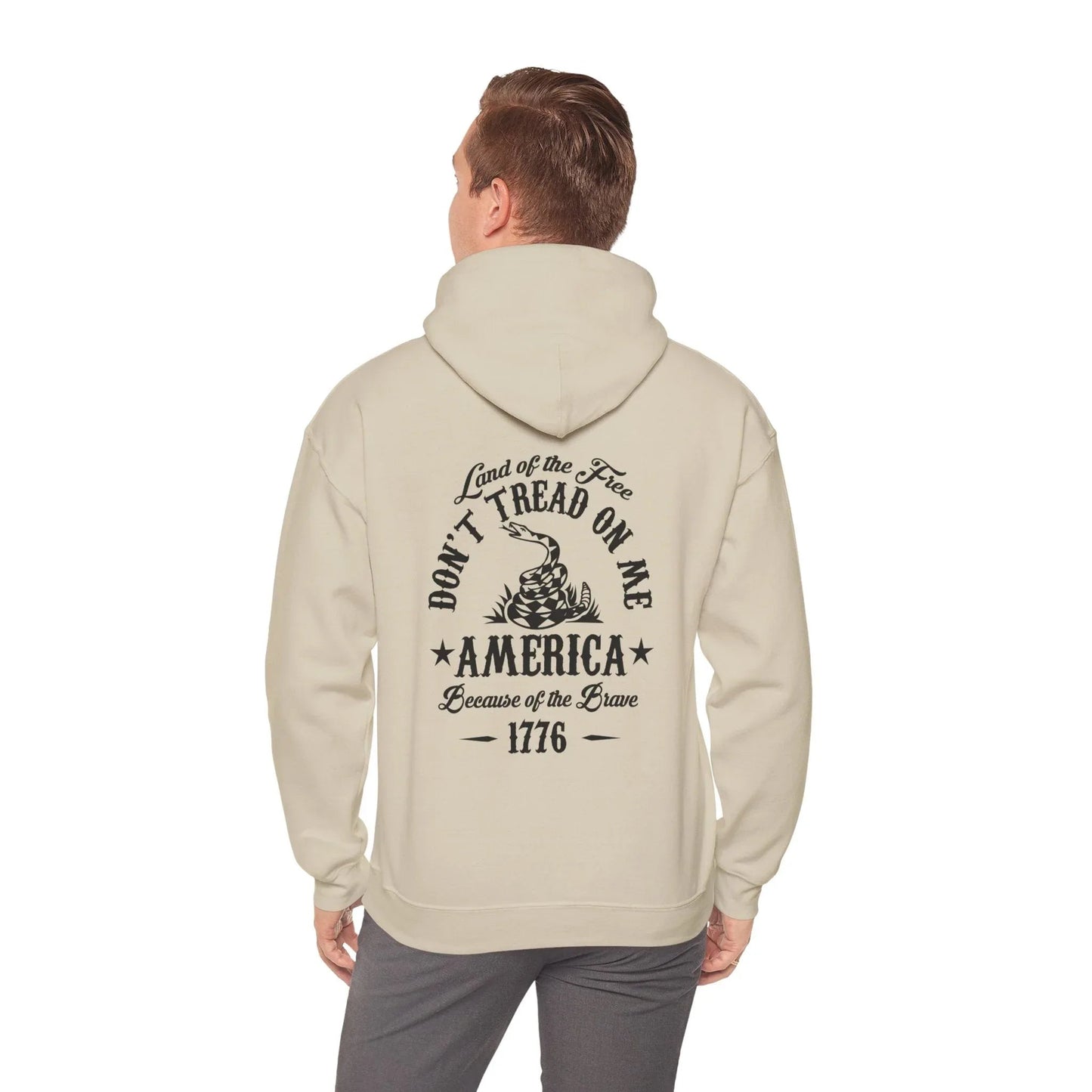 Liberty or Death Don't Tread on Me, Land of the Free Because of The Brave Unisex Hoodie (Back Print) - SKULLFURY MERCH