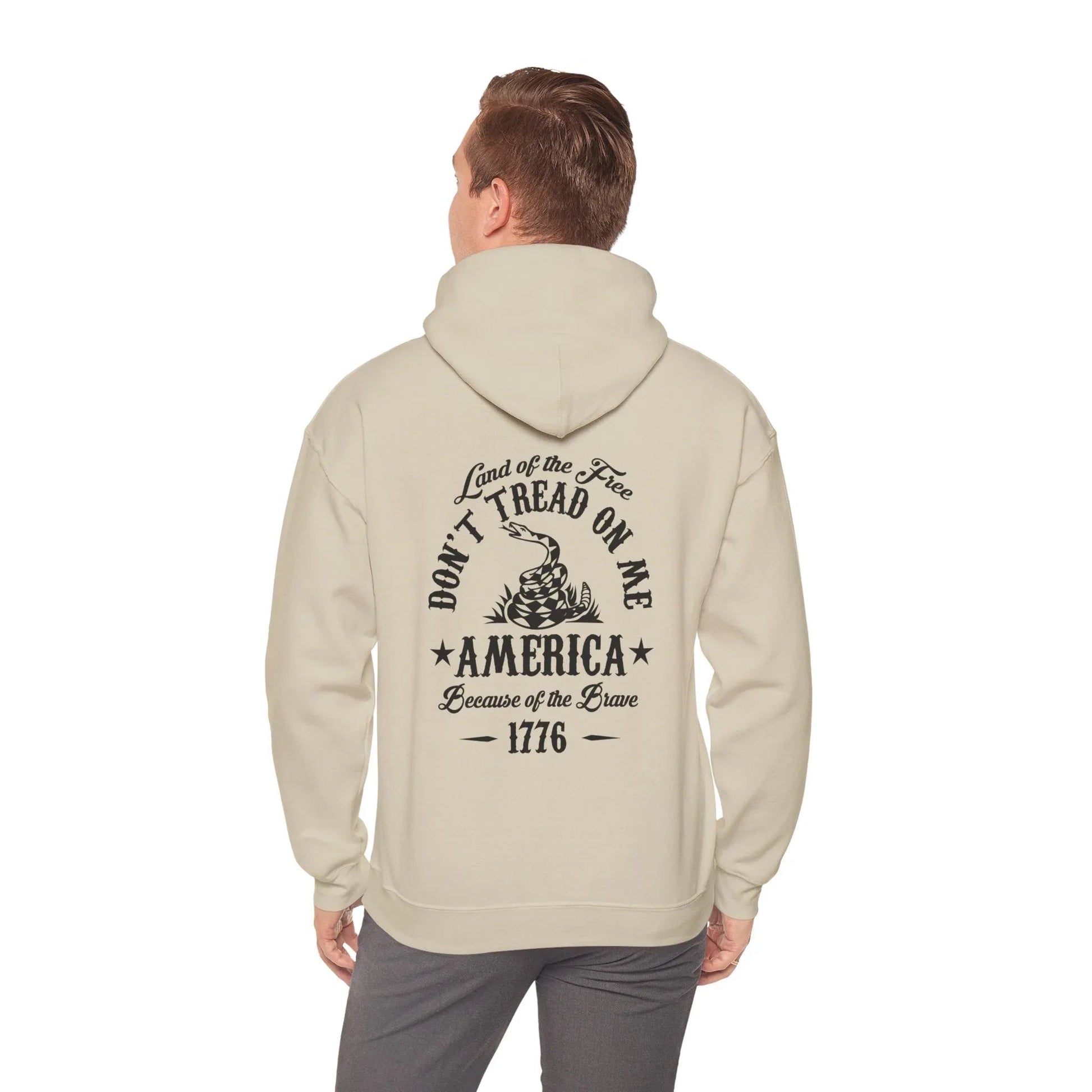 Liberty or Death Don't Tread on Me, Land of the Free Because of The Brave Unisex Hoodie (Back Print) - SKULLFURY MERCH