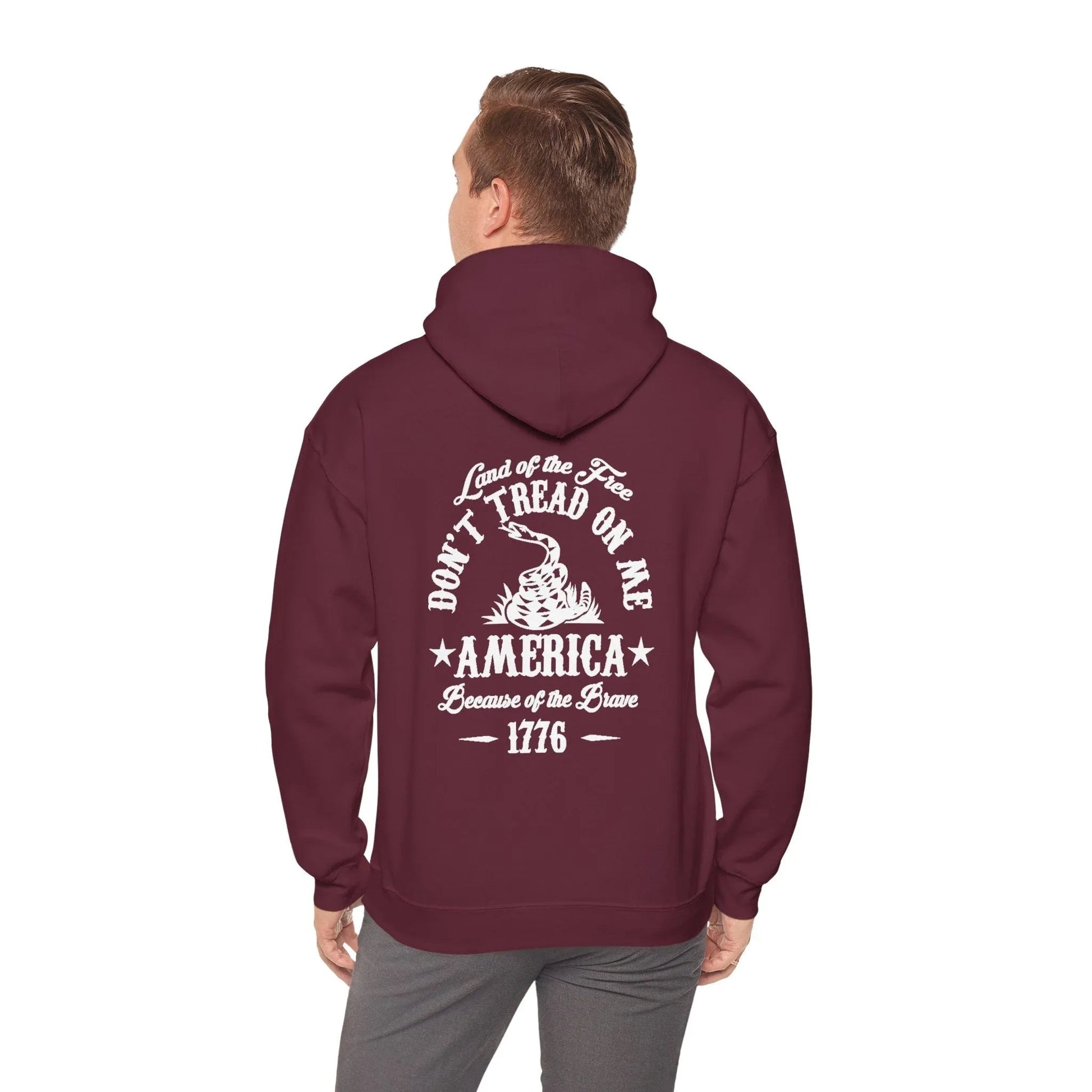 Liberty or Death Don't Tread on Me, Land of the Free Because of The Brave Unisex Hoodie (Back Print) - SKULLFURY MERCH