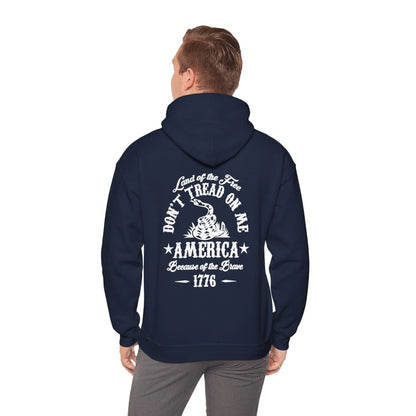 Liberty or Death Don't Tread on Me, Land of the Free Because of The Brave Unisex Hoodie (Back Print) - SKULLFURY MERCH