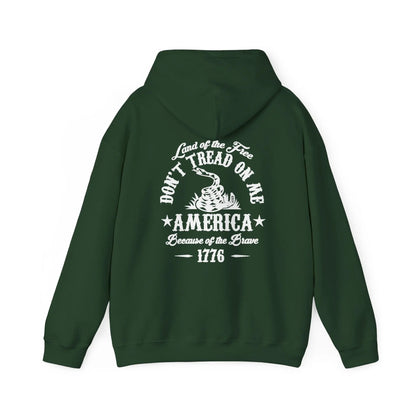 Liberty or Death Don't Tread on Me, Land of the Free Because of The Brave Unisex Hoodie (Back Print) - SKULLFURY MERCH