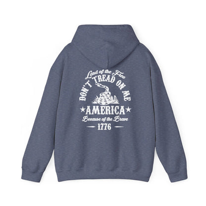Liberty or Death Don't Tread on Me, Land of the Free Because of The Brave Unisex Hoodie (Back Print) - SKULLFURY MERCH