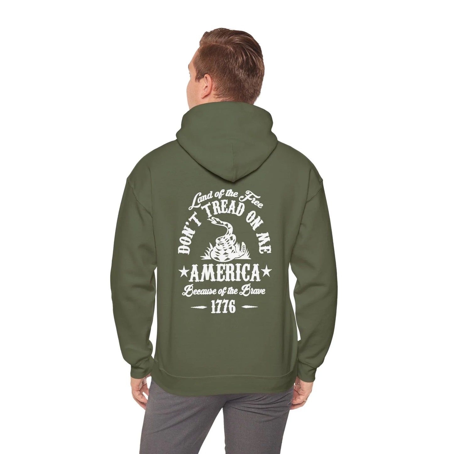 Liberty or Death Don't Tread on Me, Land of the Free Because of The Brave Unisex Hoodie (Back Print) - SKULLFURY MERCH