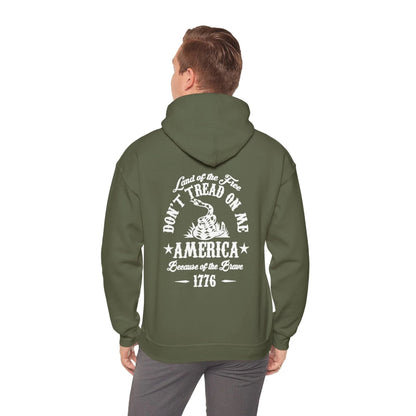 Liberty or Death Don't Tread on Me, Land of the Free Because of The Brave Unisex Hoodie (Back Print) - SKULLFURY MERCH