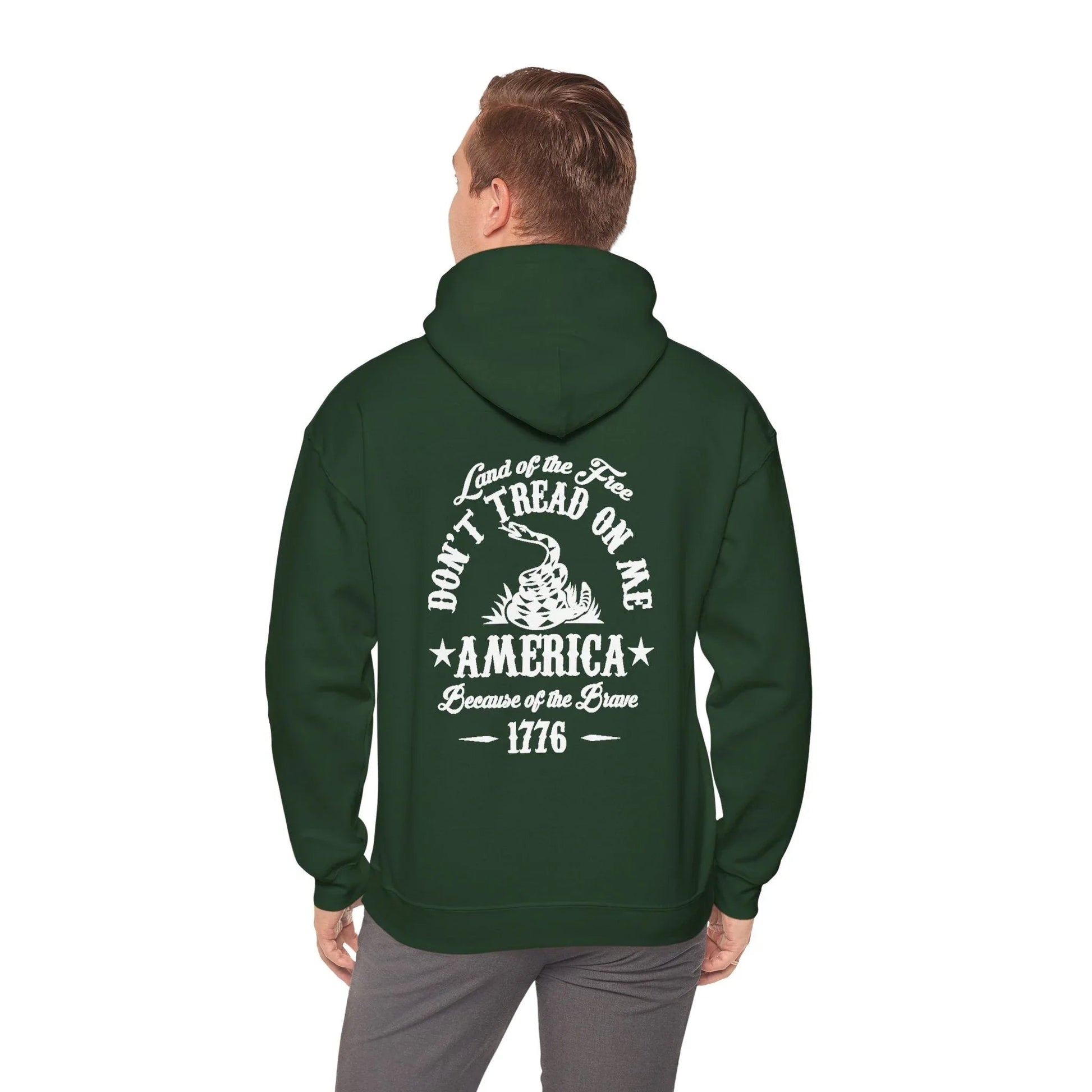 Liberty or Death Don't Tread on Me, Land of the Free Because of The Brave Unisex Hoodie (Back Print) - SKULLFURY MERCH