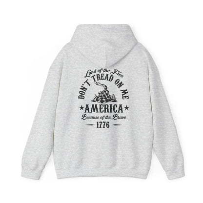 Liberty or Death Don't Tread on Me, Land of the Free Because of The Brave Unisex Hoodie (Back Print) - SKULLFURY MERCH