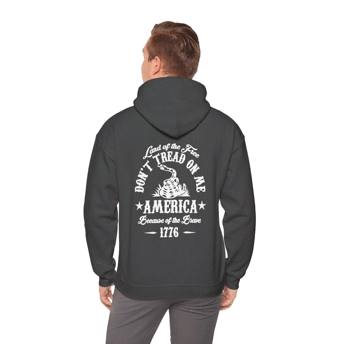 Liberty or Death Don't Tread on Me, Land of the Free Because of The Brave Unisex Hoodie (Back Print) - SKULLFURY MERCH