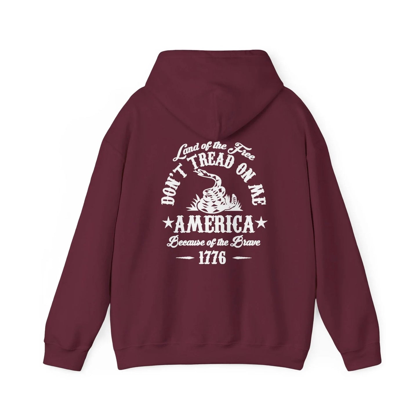 Liberty or Death Don't Tread on Me, Land of the Free Because of The Brave Unisex Hoodie (Back Print) - SKULLFURY MERCH
