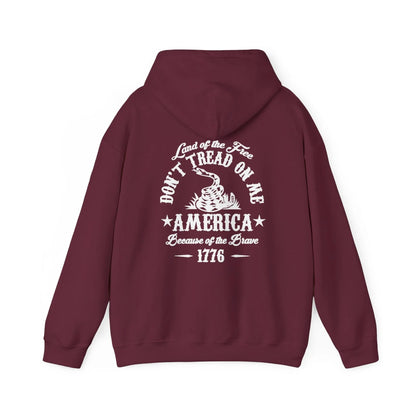 Liberty or Death Don't Tread on Me, Land of the Free Because of The Brave Unisex Hoodie (Back Print) - SKULLFURY MERCH