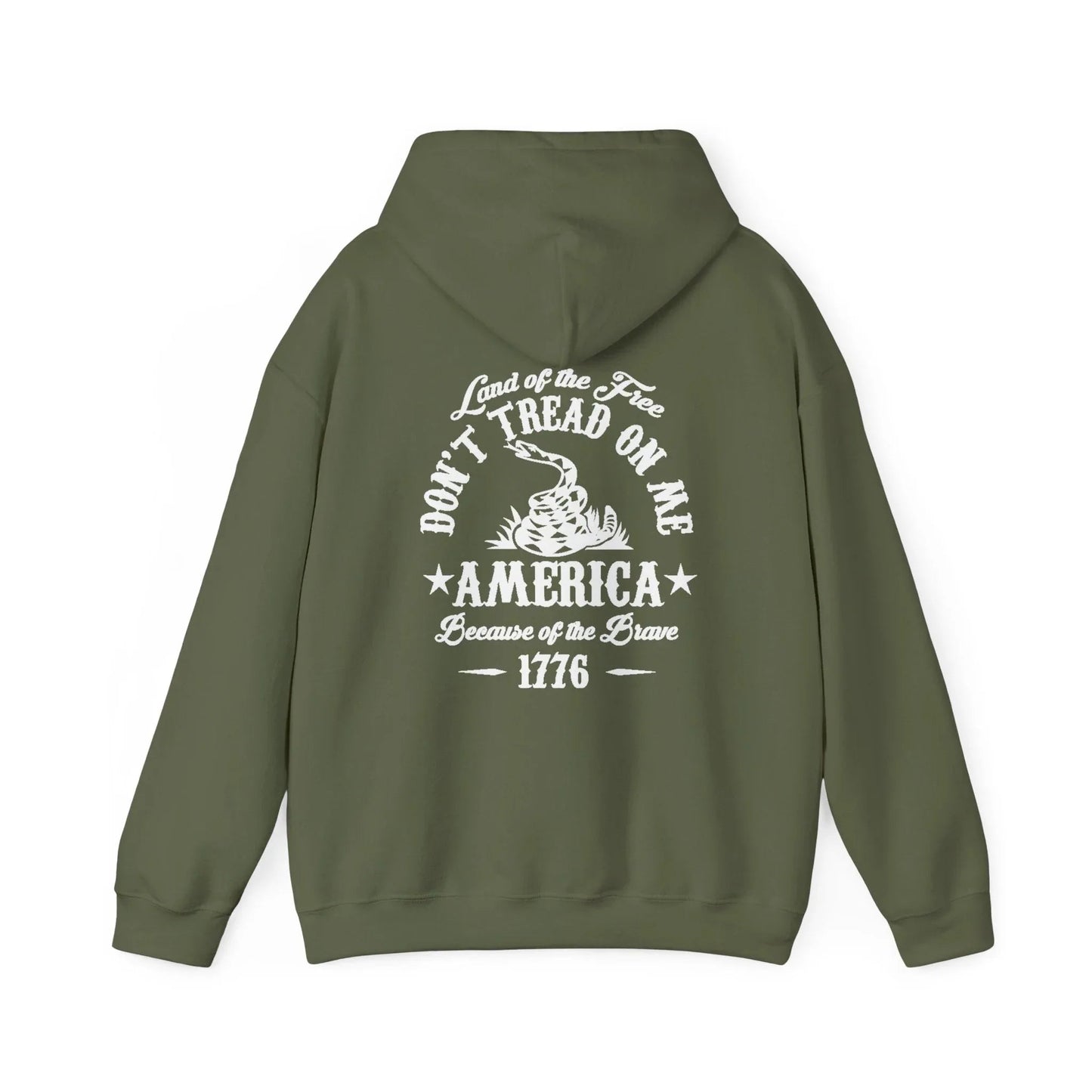 Liberty or Death Don't Tread on Me, Land of the Free Because of The Brave Unisex Hoodie (Back Print) - SKULLFURY MERCH
