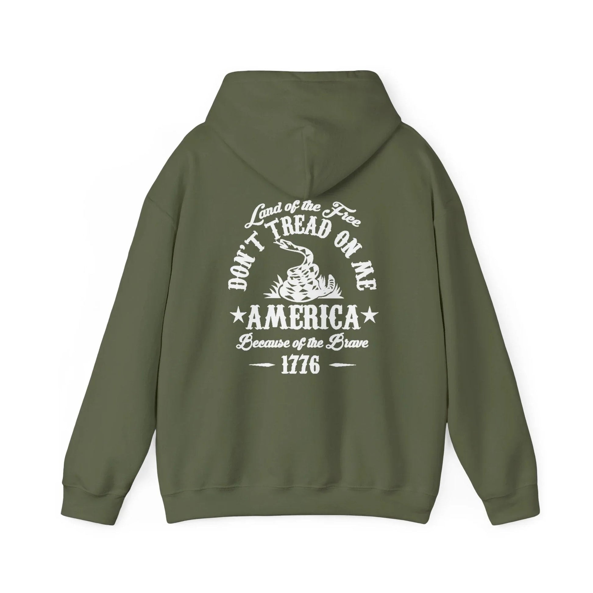 Liberty or Death Don't Tread on Me, Land of the Free Because of The Brave Unisex Hoodie (Back Print) - SKULLFURY MERCH