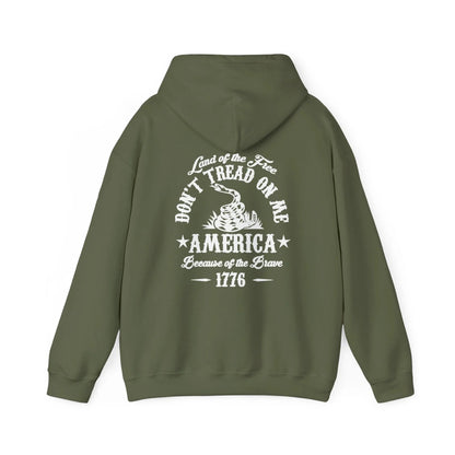 Liberty or Death Don't Tread on Me, Land of the Free Because of The Brave Unisex Hoodie (Back Print) - SKULLFURY MERCH