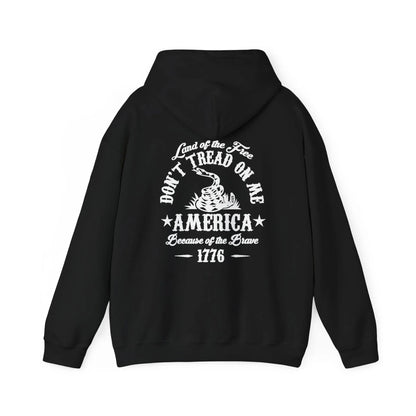 Liberty or Death Don't Tread on Me, Land of the Free Because of The Brave Unisex Hoodie (Back Print) - SKULLFURY MERCH
