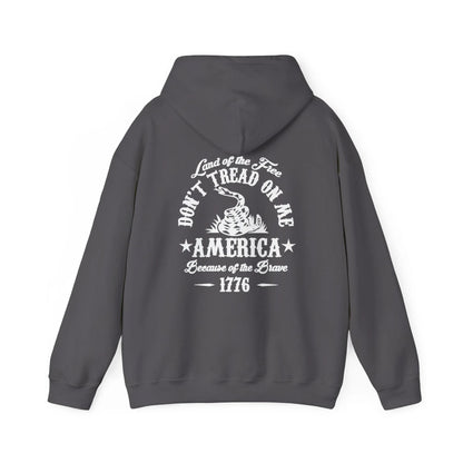 Liberty or Death Don't Tread on Me, Land of the Free Because of The Brave Unisex Hoodie (Back Print) - SKULLFURY MERCH