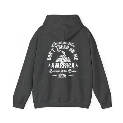 Liberty or Death Don't Tread on Me, Land of the Free Because of The Brave Unisex Hoodie (Back Print) - SKULLFURY MERCH