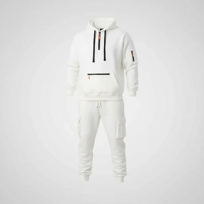 Men’s Fleece - Lined Cargo Hoodie & Jogger Set – Oversized Warm Tracksuit - SKULLFURY MERCH