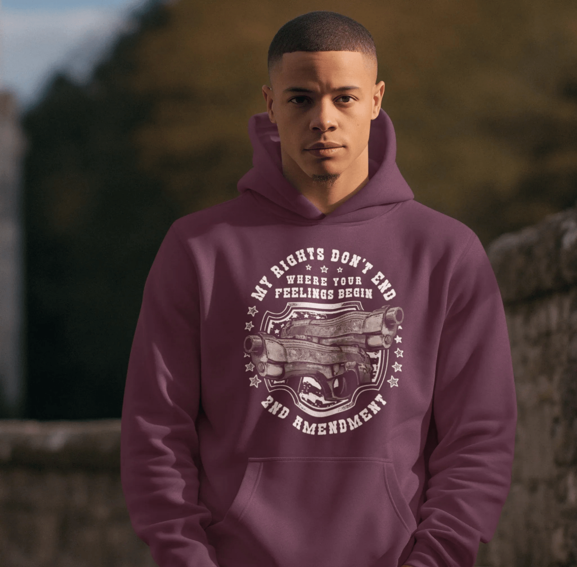 My Rights Don't End Where Your Feelings Begin, Patriotic Unisex Hoodie, Liberty and Freedom Sweatshirt, 2nd Amendment Rights, - SKULLFURY MERCH