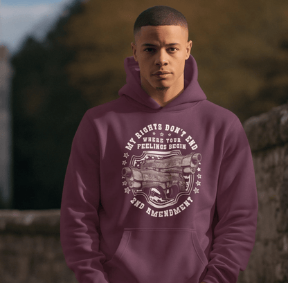 My Rights Don't End Where Your Feelings Begin, Patriotic Unisex Hoodie, Liberty and Freedom Sweatshirt, 2nd Amendment Rights, - SKULLFURY MERCH