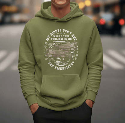 My Rights Don't End Where Your Feelings Begin, Patriotic Unisex Hoodie, Liberty and Freedom Sweatshirt, 2nd Amendment Rights, - SKULLFURY MERCH