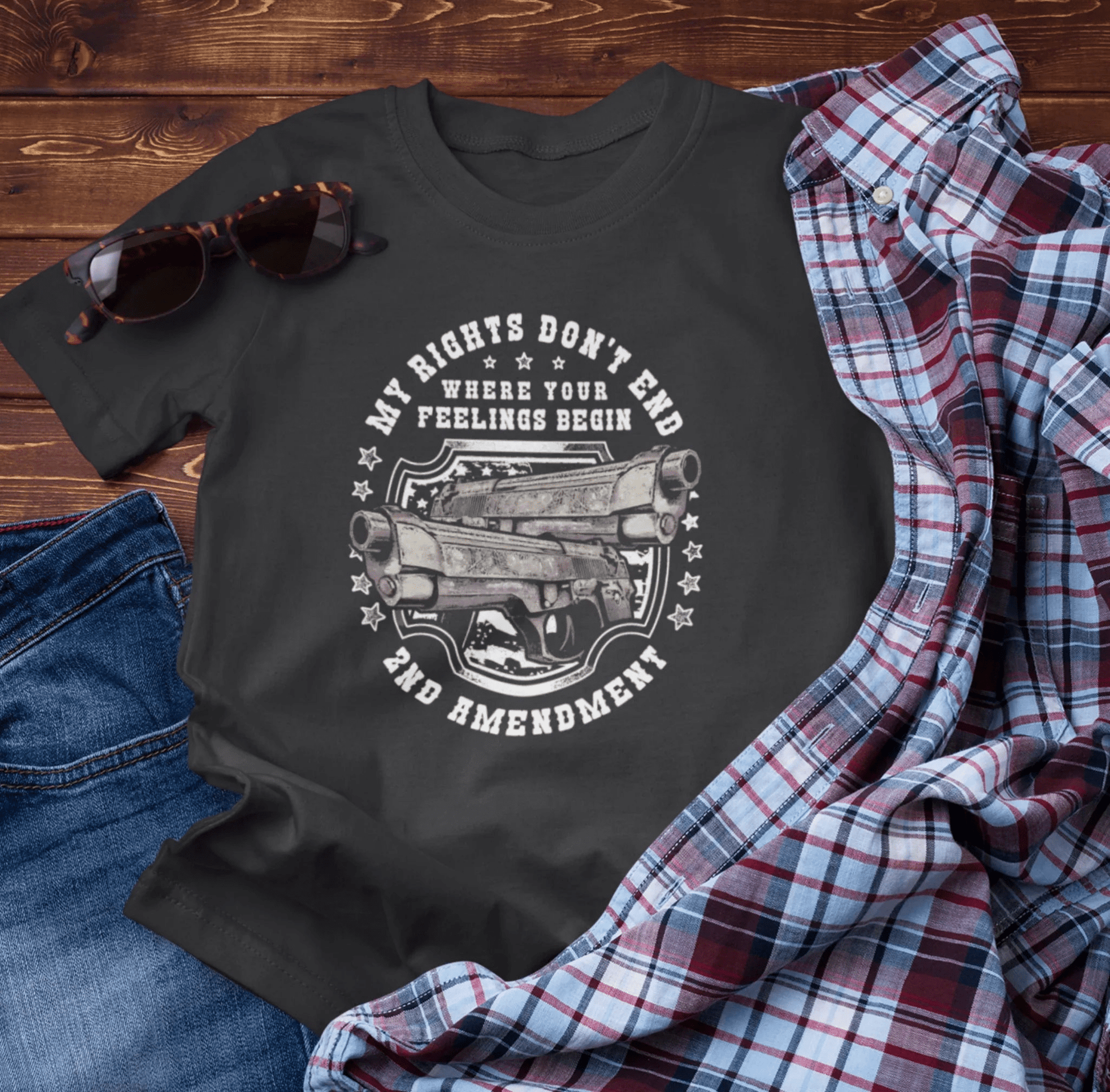 My Rights Don't End Where Your Feelings Begin Unisex T-Shirt, Patriotic Tee, 2nd Amendment T-Shirt - SKULLFURY MERCH