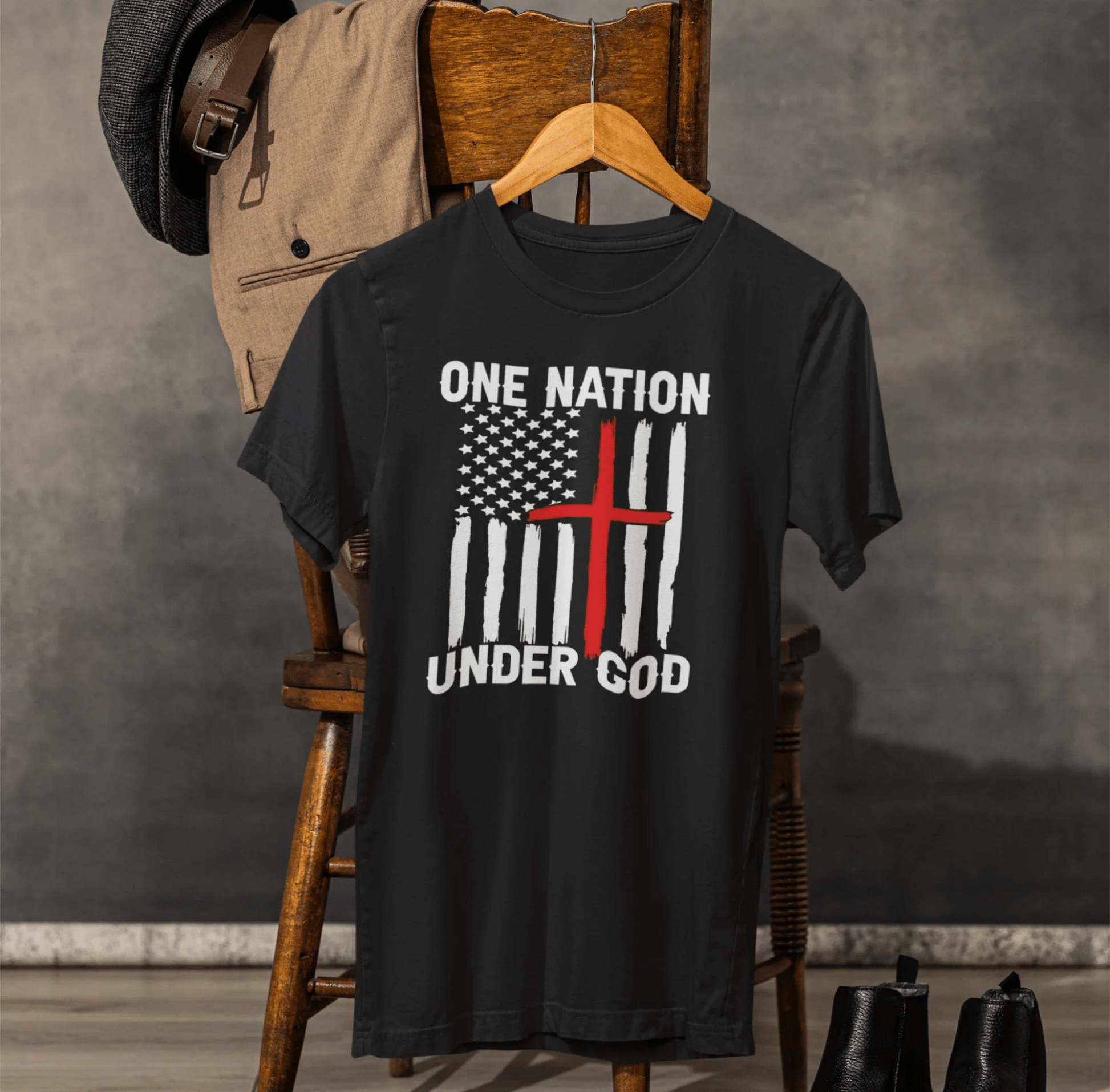 One Nation Under God, Patriotic Unisex T-Shirt, Love of God and Country Tee - SKULLFURY MERCH