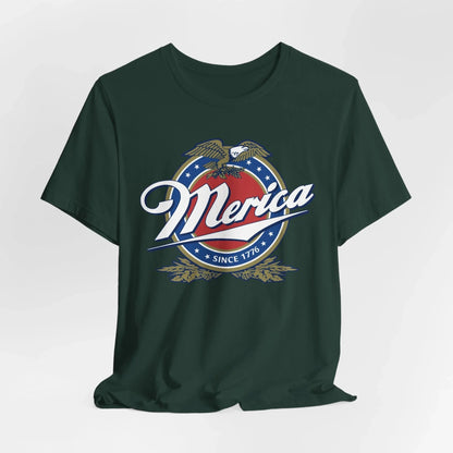 Patriotic American Tee - Merica Design, Unisex Short Sleeve Shirt for BBQ, Independence Day, Family Gatherings, Casual Wear, Gift - SKULLFURY MERCH