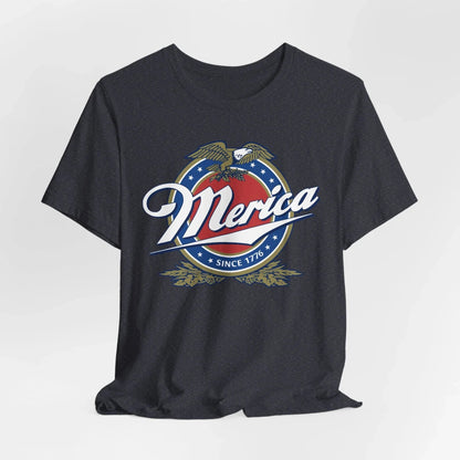 Patriotic American Tee - Merica Design, Unisex Short Sleeve Shirt for BBQ, Independence Day, Family Gatherings, Casual Wear, Gift - SKULLFURY MERCH