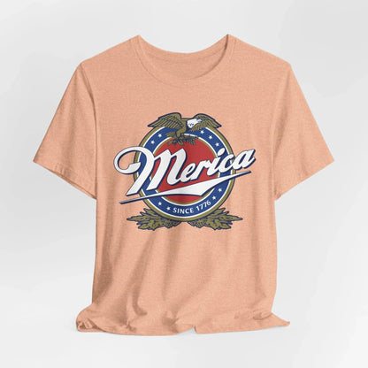 Patriotic American Tee - Merica Design, Unisex Short Sleeve Shirt for BBQ, Independence Day, Family Gatherings, Casual Wear, Gift - SKULLFURY MERCH