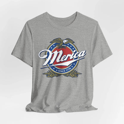 Patriotic American Tee - Merica Design, Unisex Short Sleeve Shirt for BBQ, Independence Day, Family Gatherings, Casual Wear, Gift - SKULLFURY MERCH