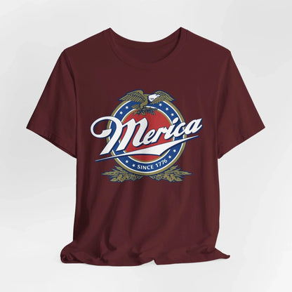 Patriotic American Tee - Merica Design, Unisex Short Sleeve Shirt for BBQ, Independence Day, Family Gatherings, Casual Wear, Gift - SKULLFURY MERCH