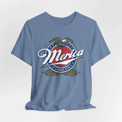 Patriotic American Tee - Merica Design, Unisex Short Sleeve Shirt for BBQ, Independence Day, Family Gatherings, Casual Wear, Gift - SKULLFURY MERCH