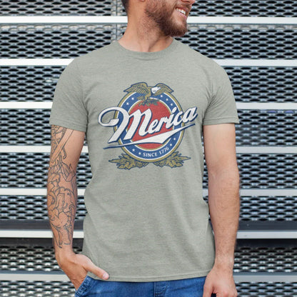 Patriotic American Tee - Merica Design, Unisex Short Sleeve Shirt for BBQ, Independence Day, Family Gatherings, Casual Wear, Gift - SKULLFURY MERCH
