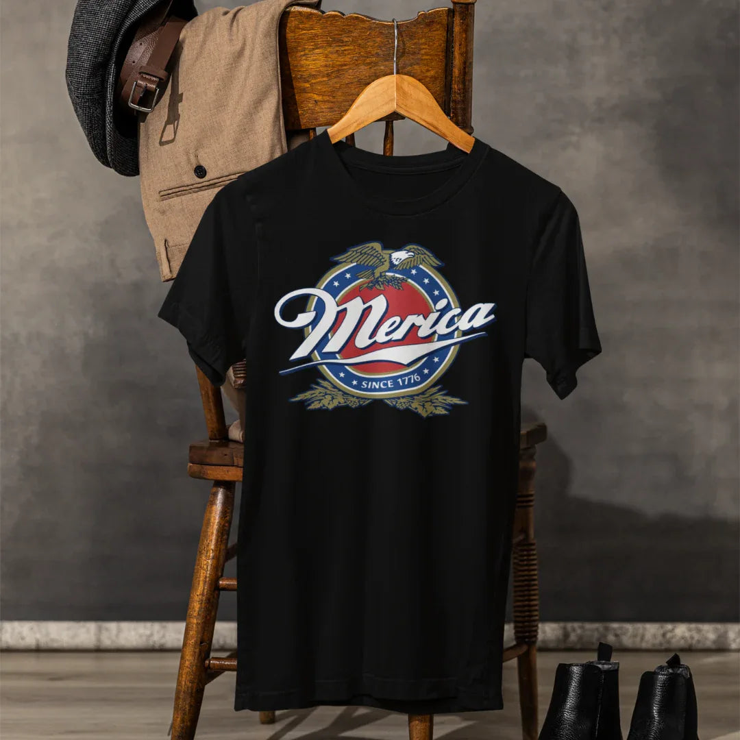 Patriotic American Tee - Merica Design, Unisex Short Sleeve Shirt for BBQ, Independence Day, Family Gatherings, Casual Wear, Gift - SKULLFURY MERCH