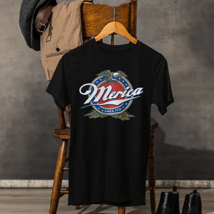 Patriotic American Tee - Merica Design, Unisex Short Sleeve Shirt for BBQ, Independence Day, Family Gatherings, Casual Wear, Gift - SKULLFURY MERCH