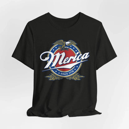 Patriotic American Tee - Merica Design, Unisex Short Sleeve Shirt for BBQ, Independence Day, Family Gatherings, Casual Wear, Gift - SKULLFURY MERCH