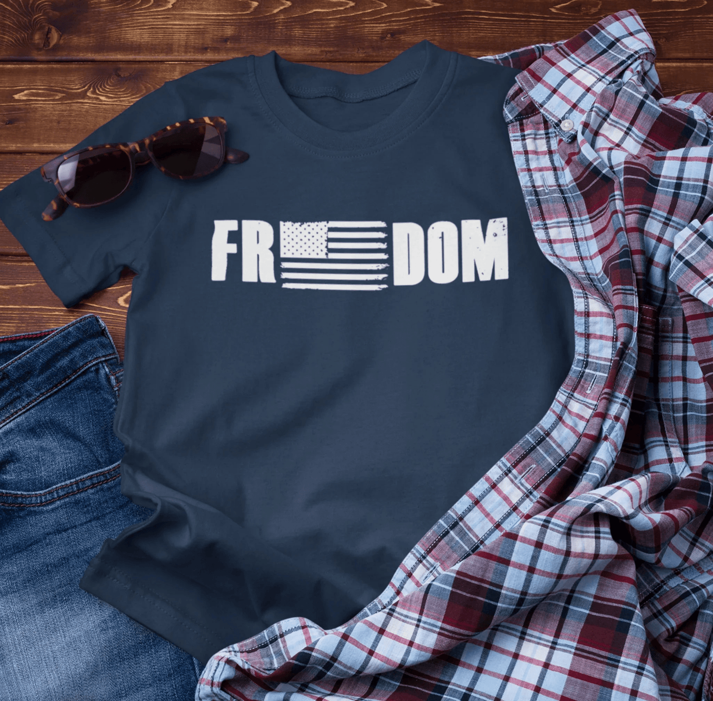 Patriotic Freedom Tee, USA Flag Shirt, Independence Day Apparel, American Pride Top, Fourth of July Tee, Patriotic Clothing - SKULLFURY MERCH