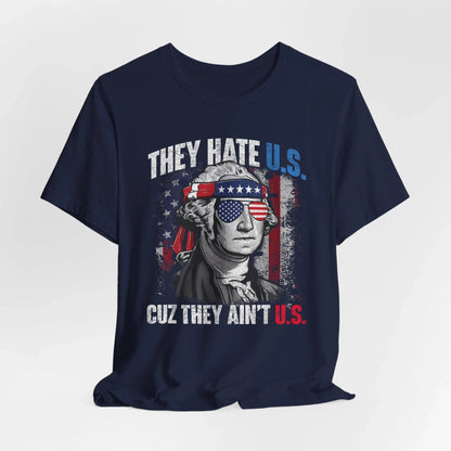 Patriotic Short Sleeve Tee, Independence Day Shirt, USA Pride Top, Trendy Graphic Tee, Casual Summer Wear, Gift for Americans - SKULLFURY MERCH